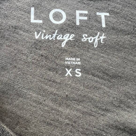 Loft, green shimmer, vintage soft, short sleeve, rounded neckline, women's XS - Picture 2 of 10